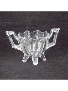 Vintage Indiana 125 Clear Glass Sugar Bowl Four Toed Colonial Notched Panels
